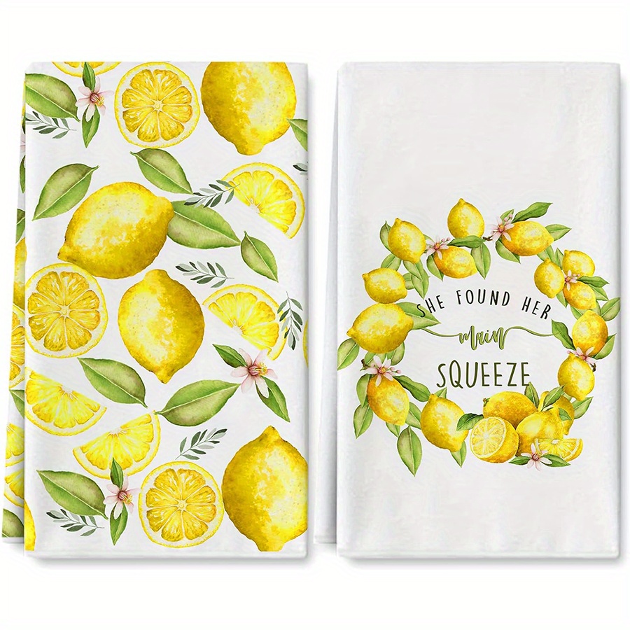 Home Textiles Towel - 2 Adet, Limon Çelenkli Mutfak Havluları,